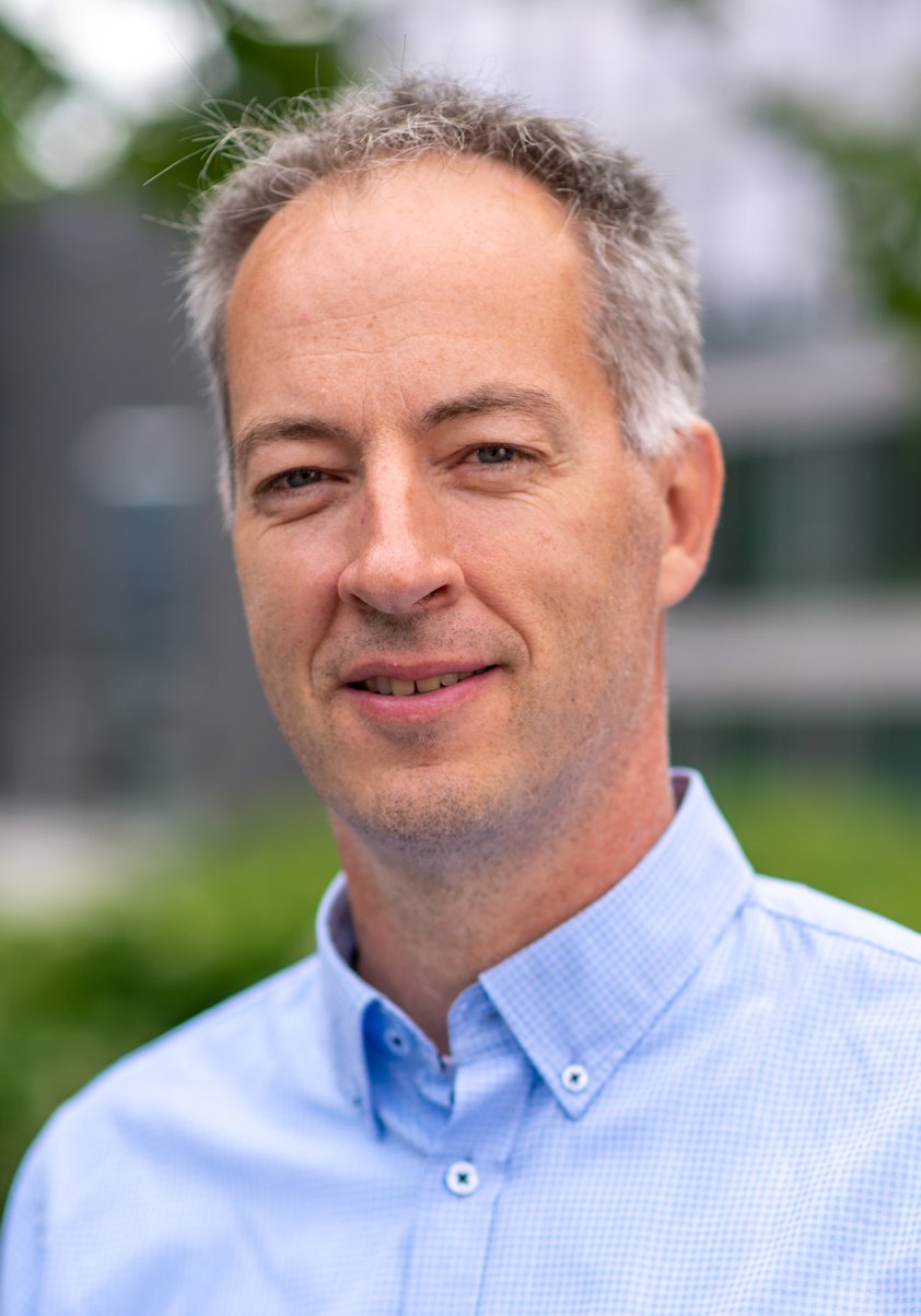 a man with a blue shirt