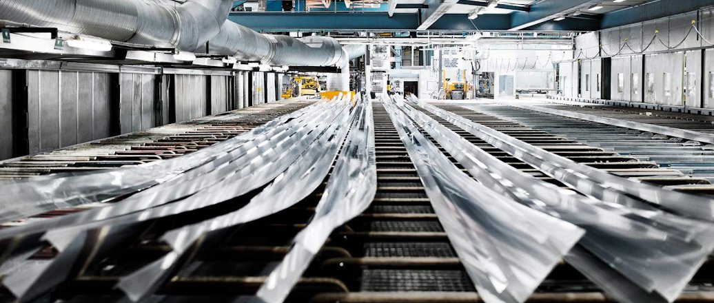 End shot of multiple extruded aluminum shapes