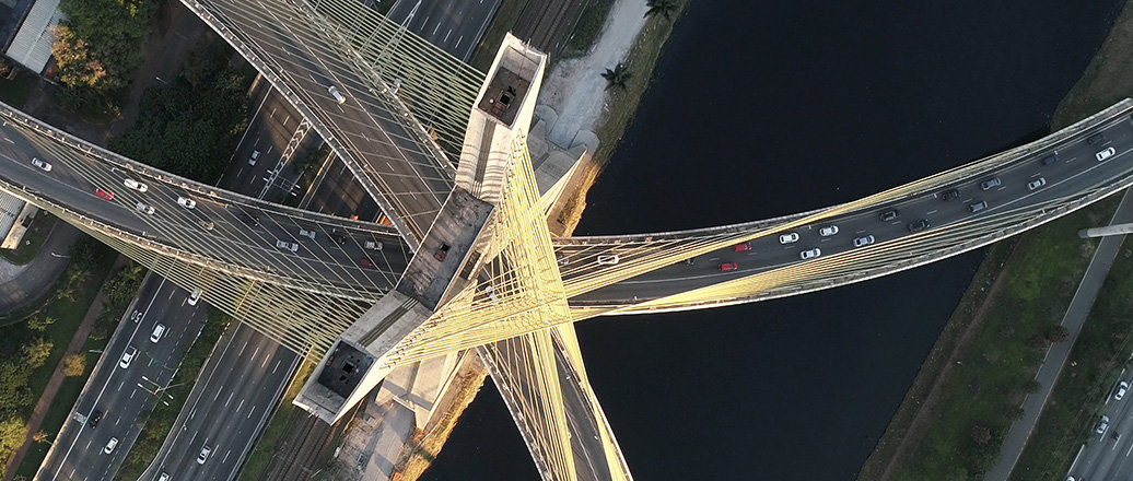 aerial view of estaiada bridge in sao paulo, brazil aerial view of estaiada bridge in sao paulo, brazil