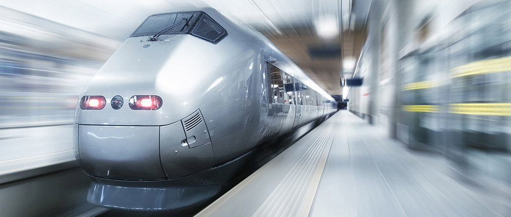 Fast train on the station. Fast train on the station.