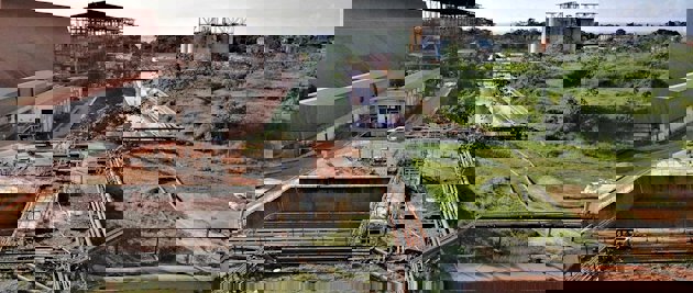 a construction site with a crane