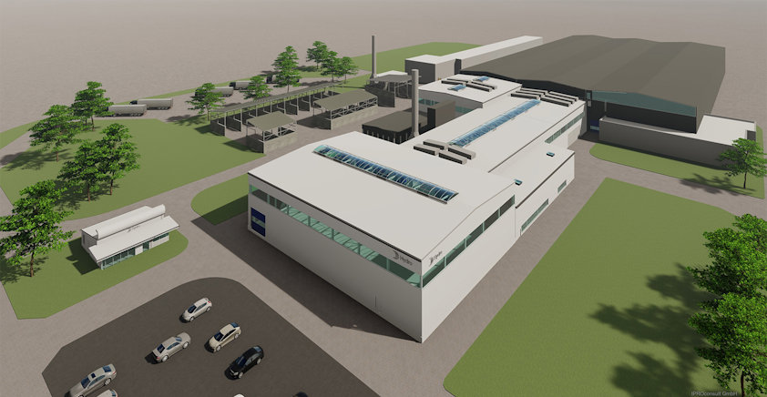 Illustration showing how the expanded recycling plant will look like in Rackwitz, Germany. Illustration showing how the expanded recycling plant will look like in Rackwitz, Germany.