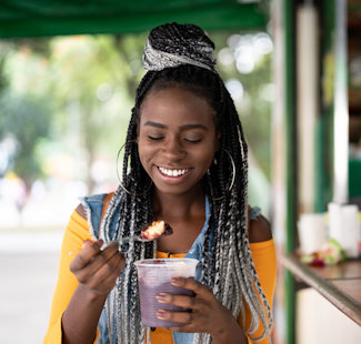 woman enjoying acai woman enjoying acai