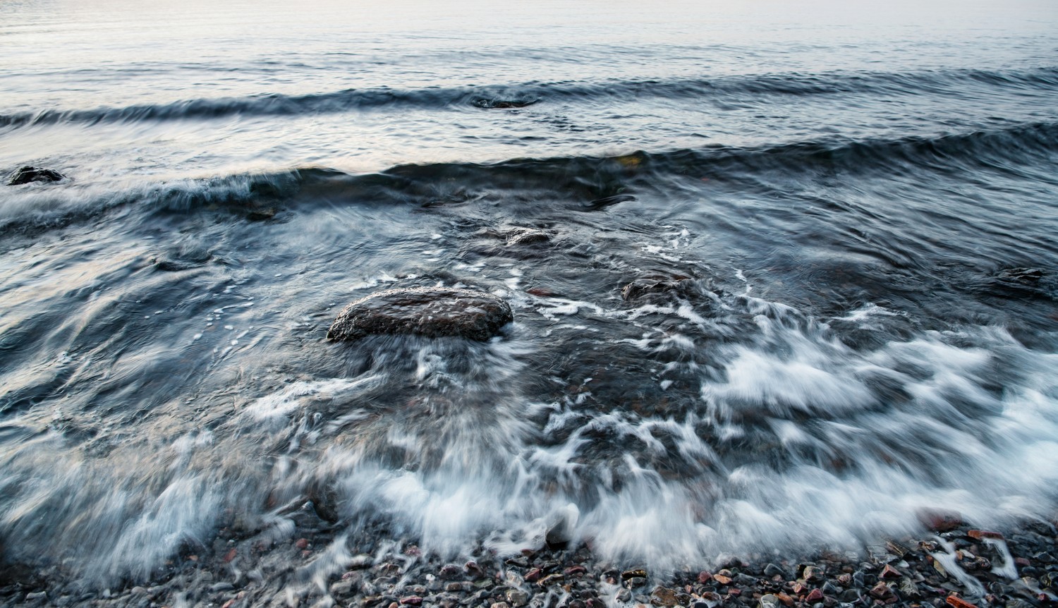 waves on a pebble beach