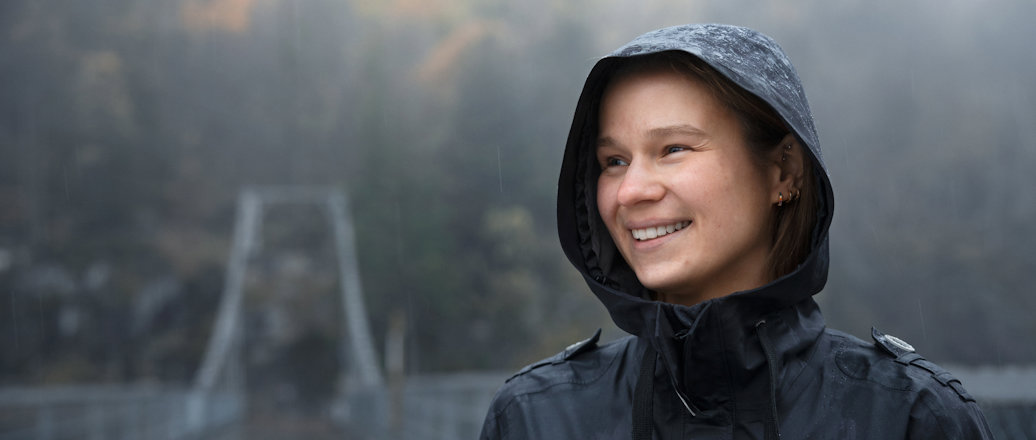 a person smiling outside a person smiling outside